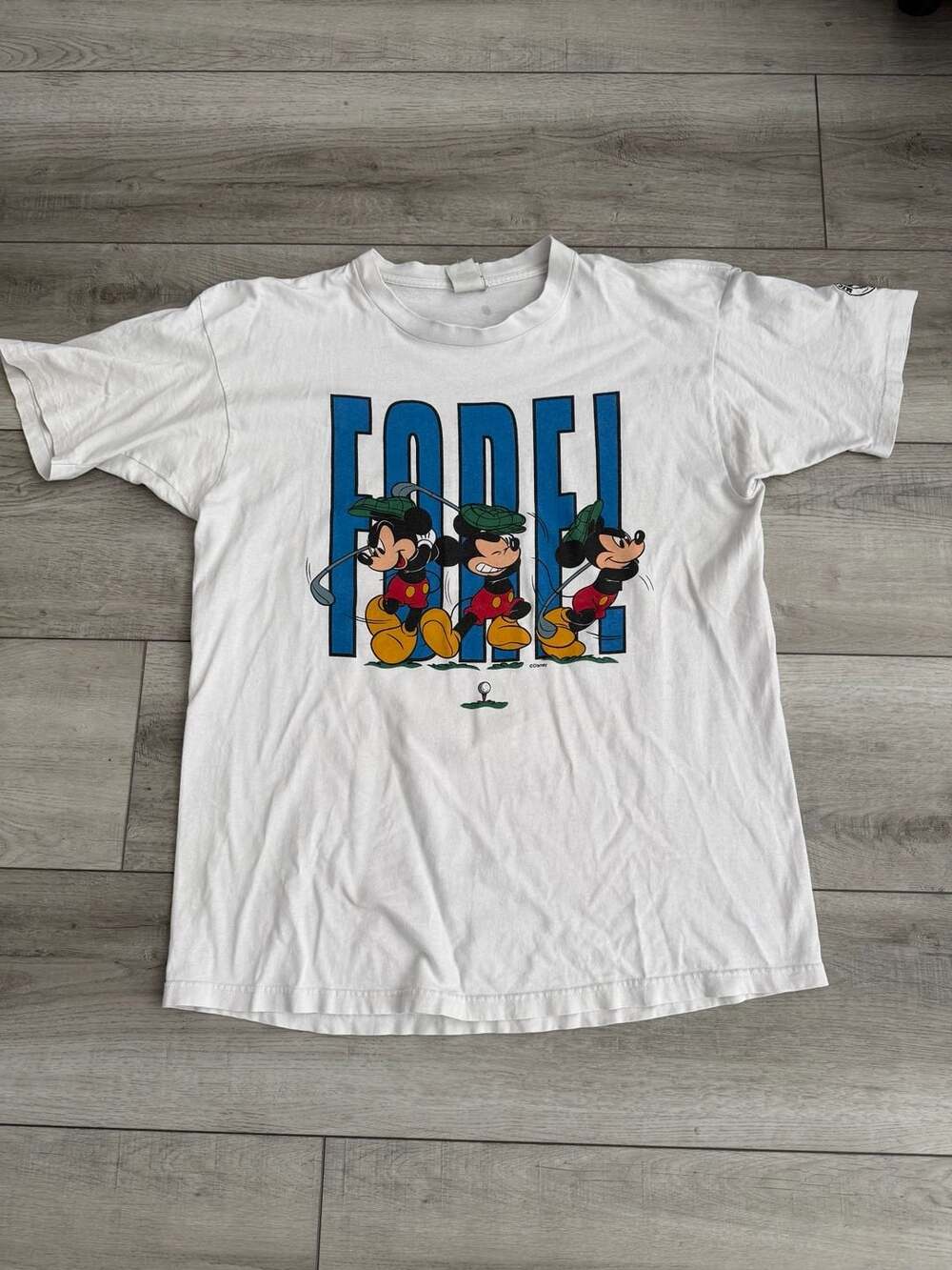 90s Single Stitch Vintage Mickey & Co. FORE! Golf Mickey Mouse White Graphic T-S